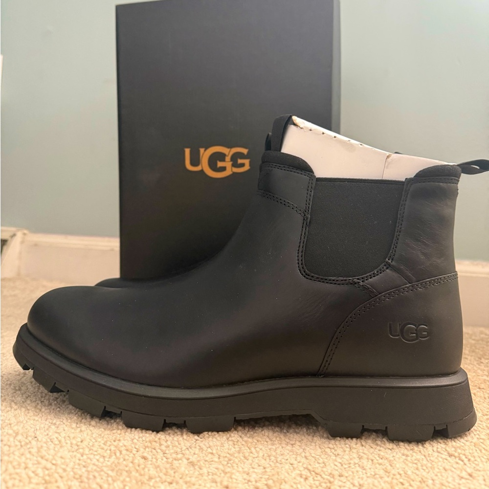 UGG Size 12 Black Waterproof, plush lined Chelsea boot
